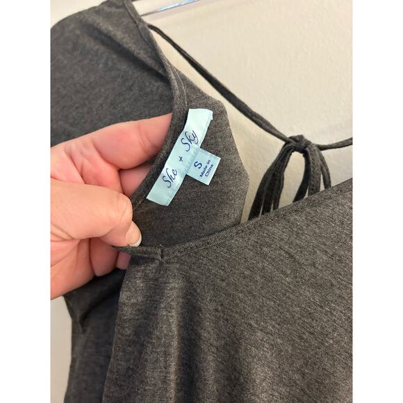 She & Sky Gray Cotton Drawstring Romper Size Small - Picture 5 of 6